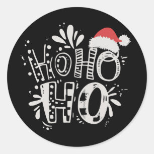 HO HO HO Weihnachtsfamilie Santa Hut Urlaub Runder Aufkleber