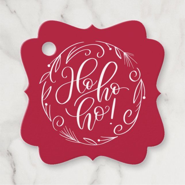 Ho Ho Ho Weihnachtsgeschenk Wrap Gefallen Feiertag Geschenkanhänger (Vorderseite)