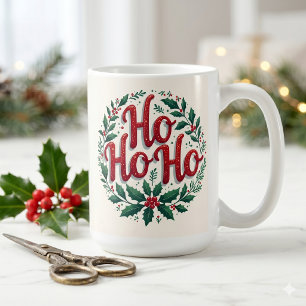 Ho Ho Ho Weihnachtsgirlande Typografie Design Kaffeetasse