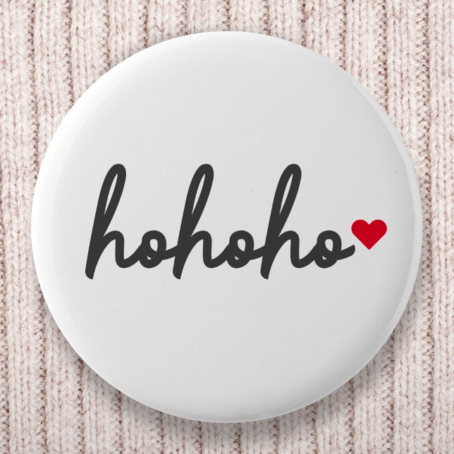 Ho Ho Ho | Weihnachtsherz Modernes Minimalistisch Button (Modern minimalist festive badge, perfect for gifts, party outfits, or Christmas wrapping)