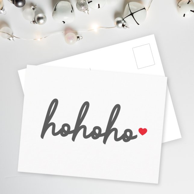 Ho Ho Ho | Weihnachtsherz Modernes Minimalistisch Postkarte (Share festive cheer with a modern minimal Ho Ho Ho non-photo postcard by Guava)