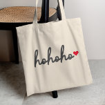 Ho Ho Ho | Weihnachtsherz Modernes Minimalistisch Tragetasche<br><div class="desc">Moderne,  minimalistische Tasche mit "ho ho ho ho ho" in Schrift-Handschrift Typografie in schwarz gefolgt von einer niedlichen roten Liebe Herz. Das perfekte Geschenk oder Accessoire mit einem super festlichen Weihnachtsgefühl für die Ferien,  die Sie Liebe!</div>