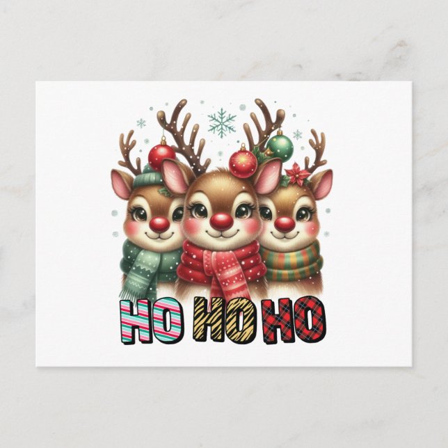 Ho Ho Ho Weihnachtskarte Feiertagspostkarte (Vorderseite)