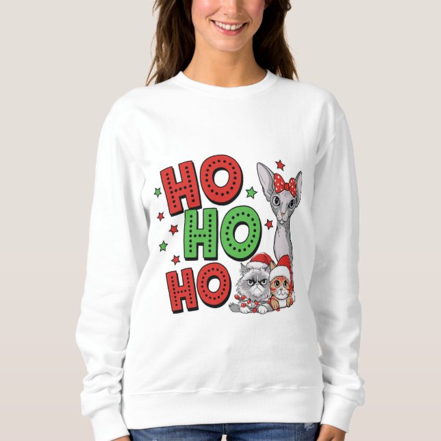 Ho Ho Ho Weihnachtskatzen Sweatshirt (Vorderseite)