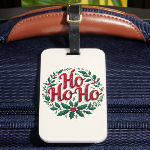 Ho Ho Ho Weihnachtskranz-Typografie-Design Gepäckanhänger