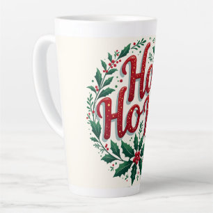 Ho Ho Ho Weihnachtskranz-Typografie-Design Milchtasse