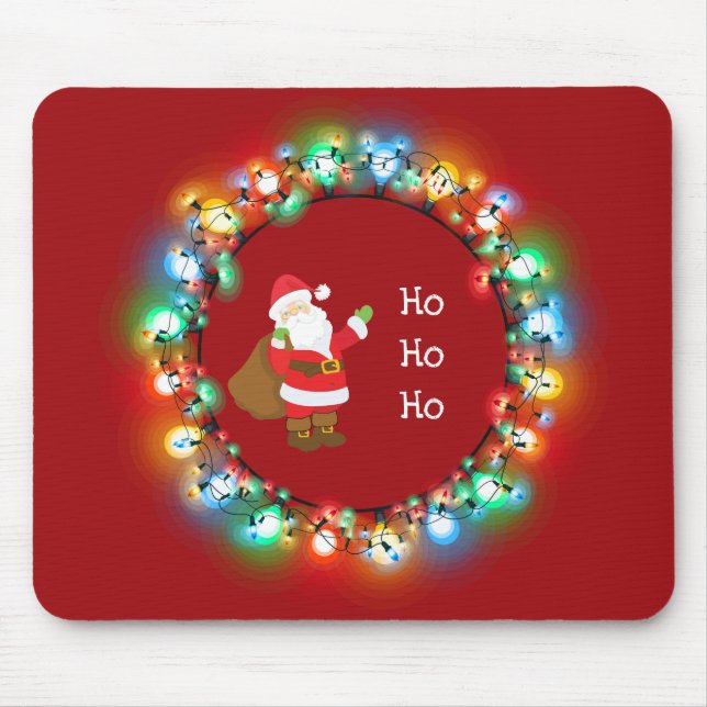 Ho Ho Ho Weihnachtsmann in Weihnachtslicht Custom Mousepad (Vorne)