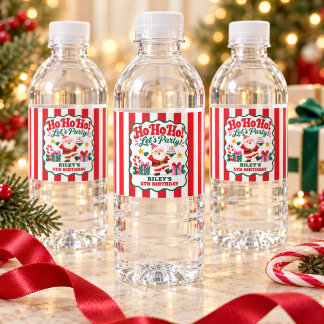 Ho Ho Ho Weihnachtsmann Weihnachtsgeburtstag Rot W Wasserflaschenetikett