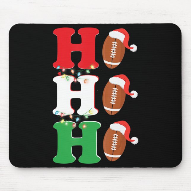 Ho Ho Ho Weihnachtsmannmütze American Football Spa Mousepad (Vorne)