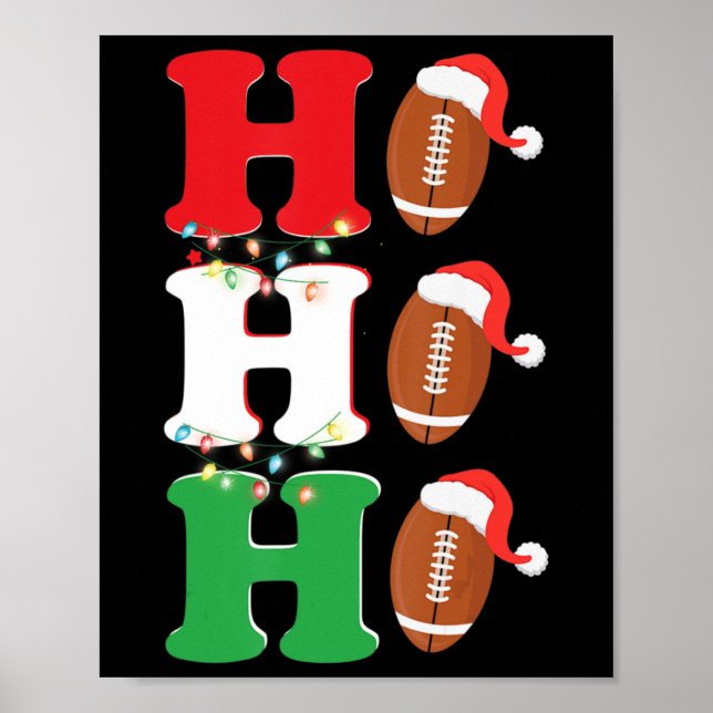 Ho Ho Ho Weihnachtsmannmütze American Football Spa Poster (Vorne)