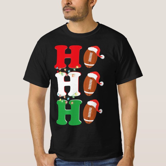 Ho Ho Ho Weihnachtsmannmütze American Football Spa T-Shirt (Vorderseite)