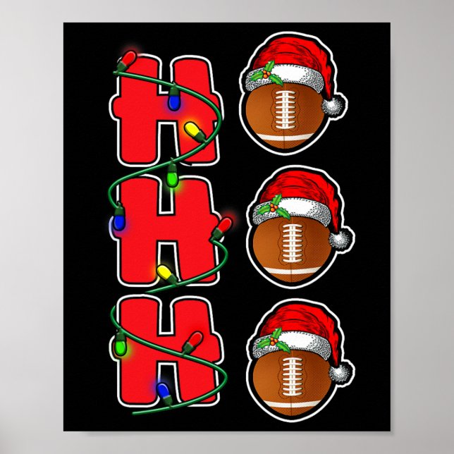 Ho Ho Ho Weihnachtsmannmütze Fußball Ball Weihnach Poster (Vorne)