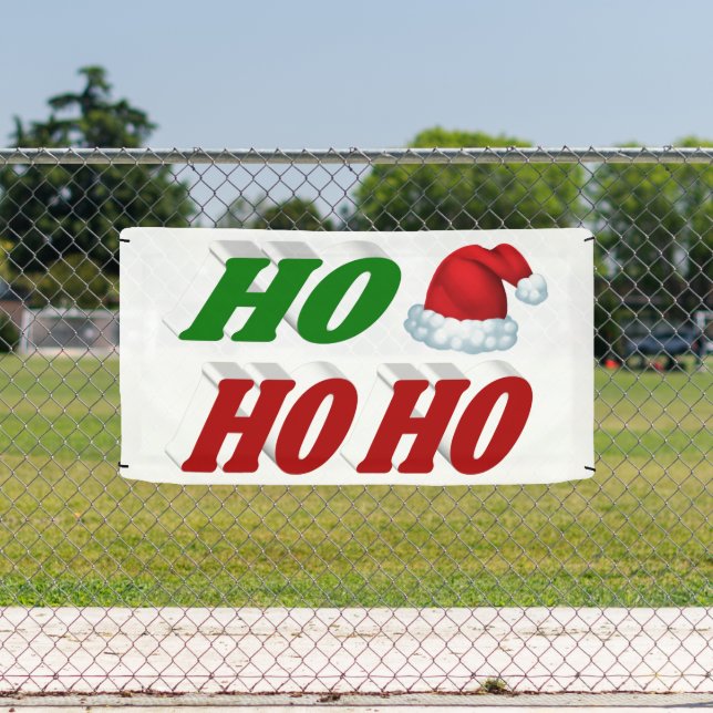 Ho Ho Ho Weihnachtsmannmütze Weihnachtsgrün Typogr Banner (Insitu)