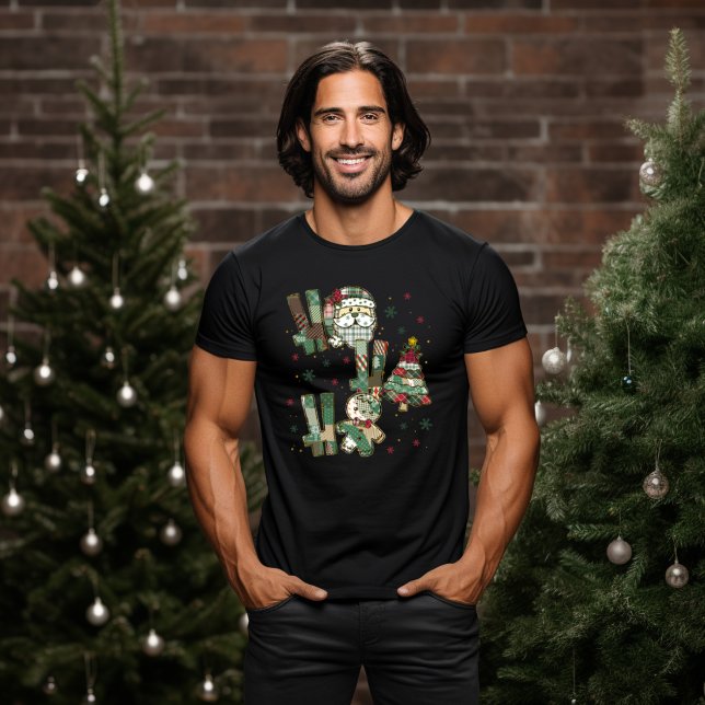 Ho Ho Ho Weihnachtspatchwork T-Shirt (Von Creator hochgeladen)