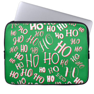 HO HO HO Weihnachtstextmuster weiß grün rot Laptopschutzhülle