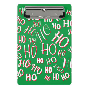 HO HO HO Weihnachtstextmuster weiß grün rot Mini Klemmbrett