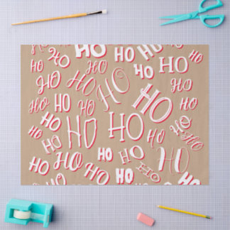 HO HO HO Weihnachtstextmuster weiß rot braun Seidenpapier