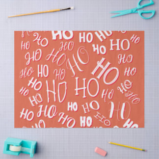 HO HO HO Weihnachtstextmuster weiß rot Seidenpapier