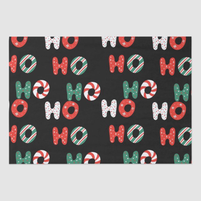 Ho Ho Ho Weihnachtszettel Seidenpapier (Vorderseite)