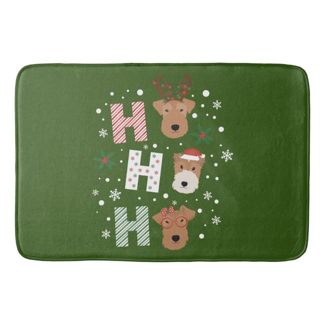 Ho Ho Ho Welsh Terrier Frohe Weihnachten Badematte (Vorderseite)