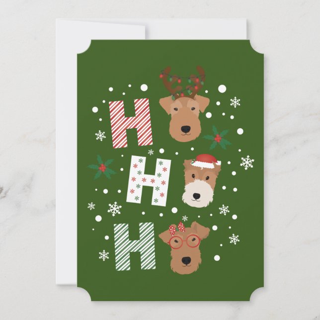 Ho Ho Ho Welsh Terrier Frohe Weihnachten Einladung (Vorderseite)