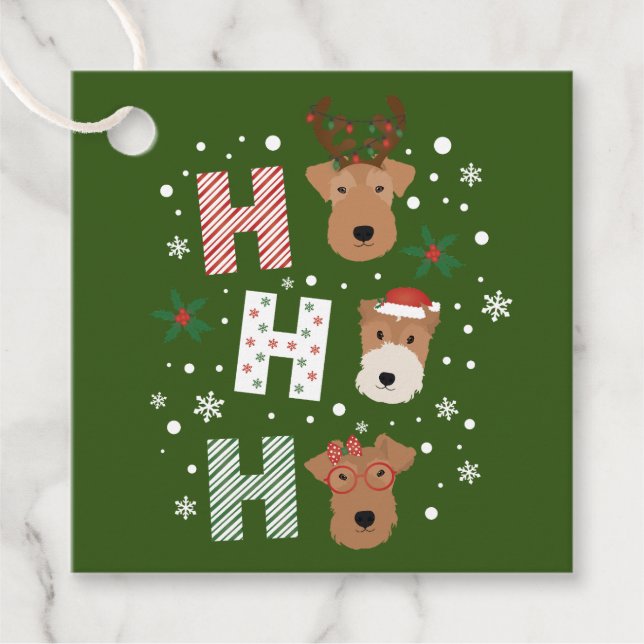 Ho Ho Ho Welsh Terrier Frohe Weihnachten Geschenkanhänger (Vorderseite)