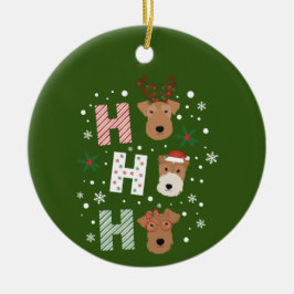 Ho Ho Ho Welsh Terrier Frohe Weihnachten Keramik Ornament