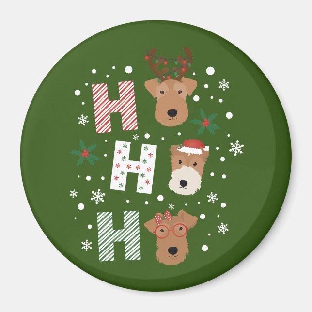 Ho Ho Ho Welsh Terrier Frohe Weihnachten Magnet (Vorne)
