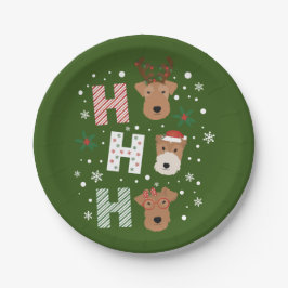 Ho Ho Ho Welsh Terrier Frohe Weihnachten Pappteller