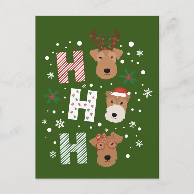 Ho Ho Ho Welsh Terrier Frohe Weihnachten Postkarte (Vorderseite)