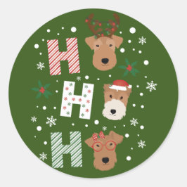 Ho Ho Ho Welsh Terrier Frohe Weihnachten Runder Aufkleber