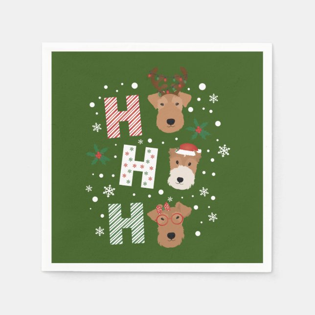 Ho Ho Ho Welsh Terrier Frohe Weihnachten Serviette (Vorderseite)