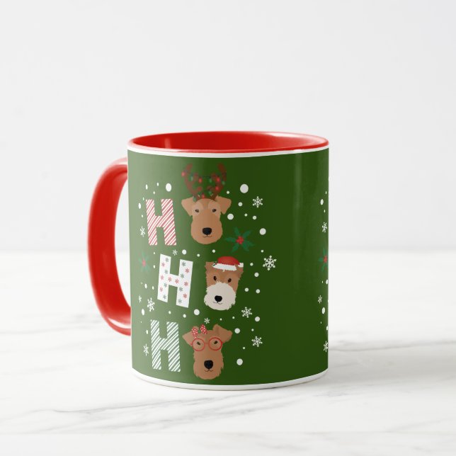 Ho Ho Ho Welsh Terrier Frohe Weihnachten Tasse (Vorderseite Links)