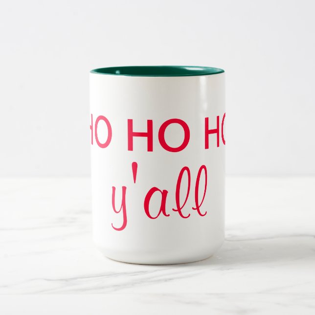 "Ho Ho Ho Y'all": HillBilly Weihnachts-Spaß Zweifarbige Tasse (Mittel)