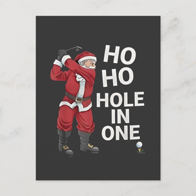 Ho Ho Hole in One Funny Golfo Weihnachten Ankündigungspostkarte (Vorderseite)