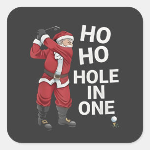Ho Ho Hole in One Lustiger Golf-Weihnachten Quadratischer Aufkleber