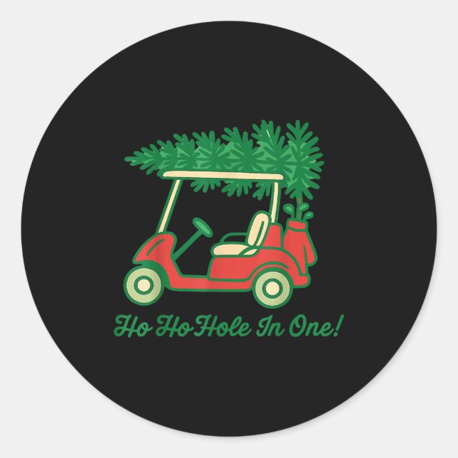 Ho Ho Hole In One Santa Golf Christmas Holiday Gol Runder Aufkleber (Vorderseite)