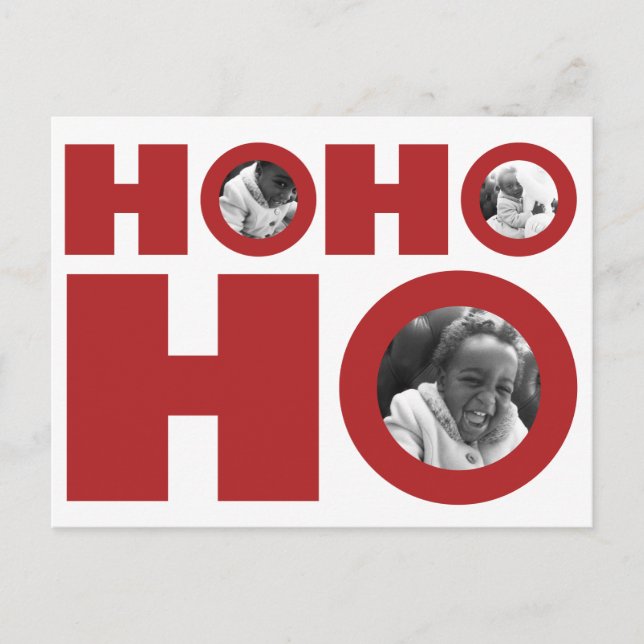 Ho Ho Holiday Foto Postkarte (Vorderseite)