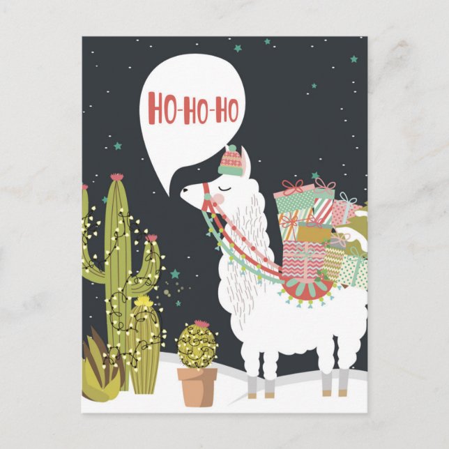 Ho-Ho Holiday Llama Postkarte (Vorderseite)