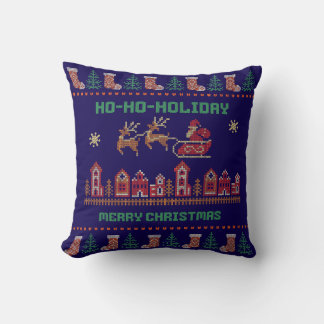 Ho-Ho-Holiday Navy Blau Santa Schlitten Weihnachte Kissen