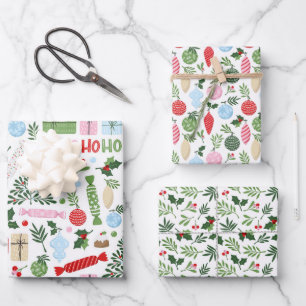 Ho Ho Holly Wrapping Paper Sheets Geschenkpapier Set