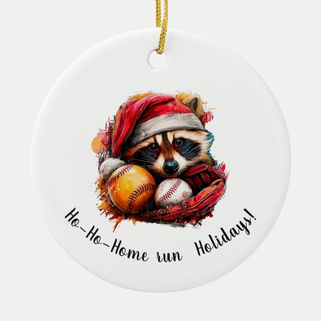 Ho-Ho-Home Run Baseball Christmas Ornament — Perso (Vorne)