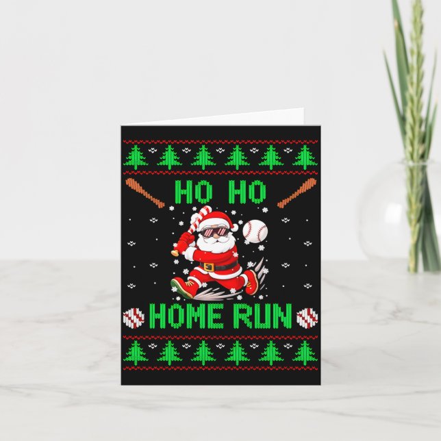 Ho Ho Home Run Baseball Christmas Santa Ugly Xmas  Karte (Vorderseite)
