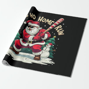 Ho Ho Home Run Vintage-Santa spielt Baseball Geschenkpapier