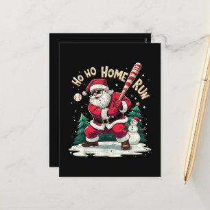 Ho Ho Home Run Vintage Weihnachtsmann spielt Baseb Feiertagspostkarte