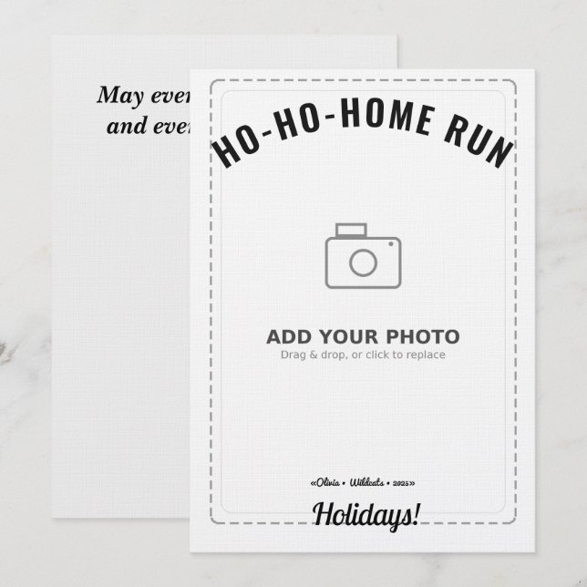 Ho-Ho-Home Run Waschbär-Weihnachtskarte (weiße Rüc Einladung (Vorne/Hinten)