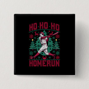 Ho Ho Homerun Baseball Ugly Weihnachts-Sweater Button