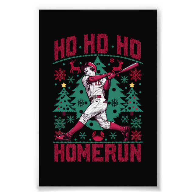 Ho Ho Homerun Baseball Ugly Weihnachts-Sweater Fotodruck (Vorne)