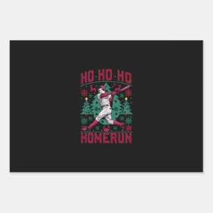 Ho Ho Homerun Baseball Ugly Weihnachts-Sweater Geschenkpapier Set