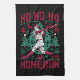 Ho Ho Homerun Baseball Ugly Weihnachts-Sweater Geschirrtuch